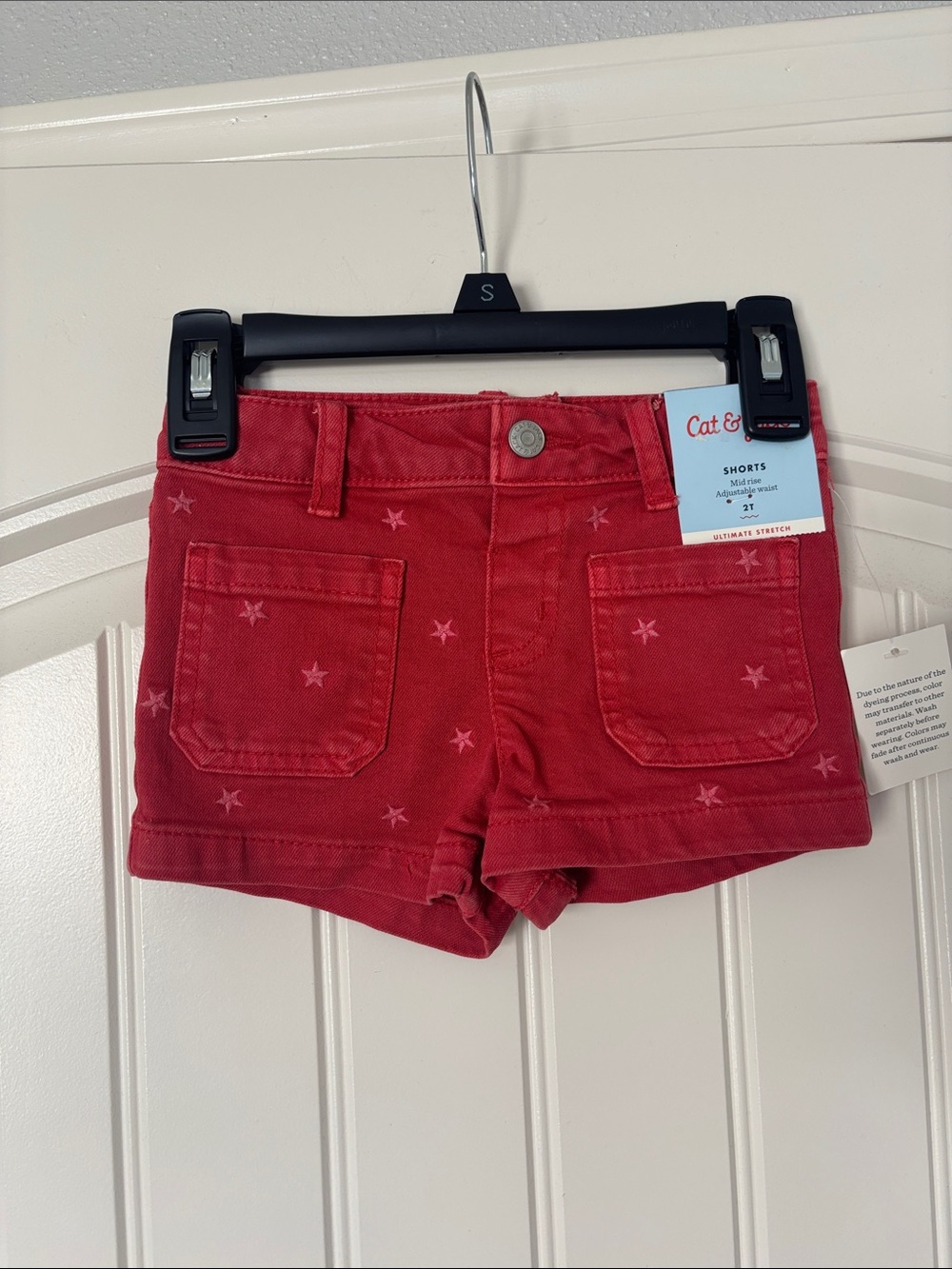 Cat & Jack Red Star Print Girls' Denim-Style Shorts